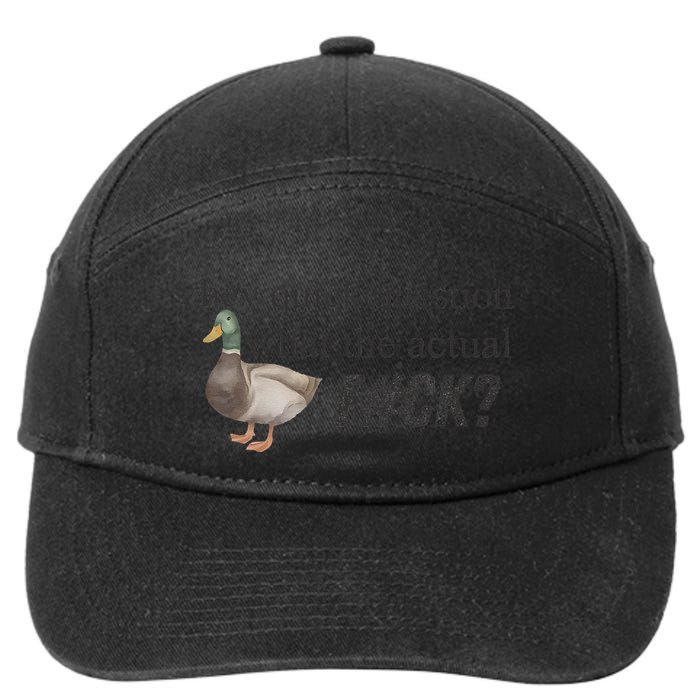 Hey Quick Question Wtaf Funny Duck Meme Retro Humor Joke 7-Panel Snapback Hat