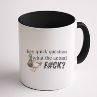Hey Quick Question Wtaf Funny Duck Meme Retro Humor Joke Mug