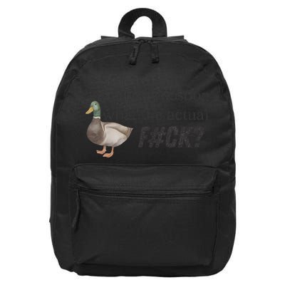 Hey Quick Question Wtaf Funny Duck Meme Retro Humor Joke 16 in Basic Backpack