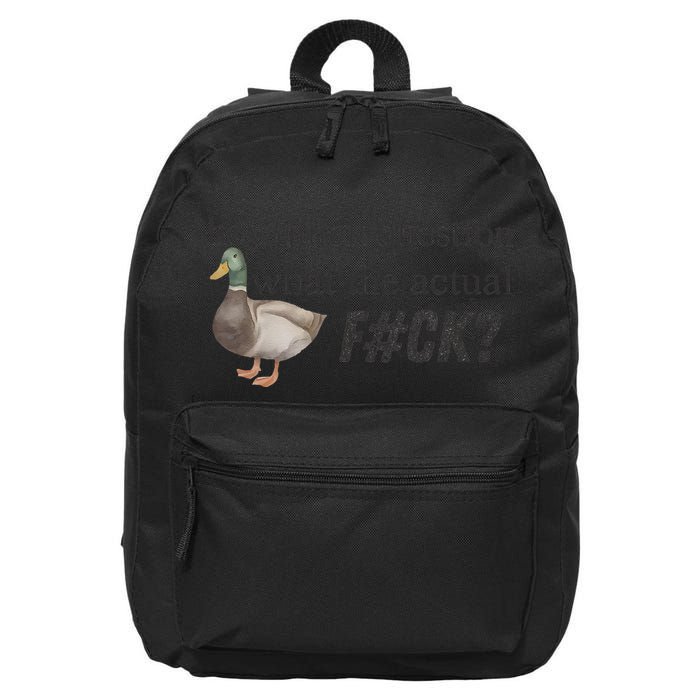 Hey Quick Question Wtaf Funny Duck Meme Retro Humor Joke 16 in Basic Backpack