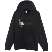 Hey Quick Question Wtaf Funny Duck Meme Retro Humor Joke Premium Pullover Hoodie