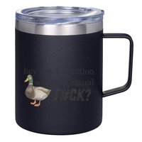 Hey Quick Question Wtaf Funny Duck Meme Retro Humor Joke 12oz Stainless Steel Coffee Mug