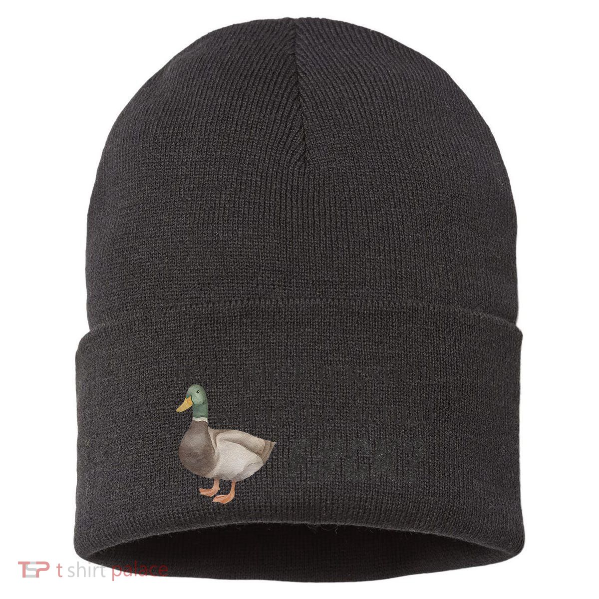 Hey Quick Question Wtaf Funny Duck Meme Retro Humor Joke Sustainable Knit Beanie