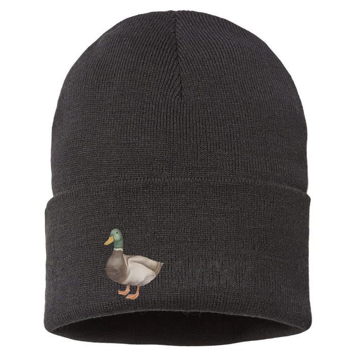 Hey Quick Question Wtaf Funny Duck Meme Retro Humor Joke Sustainable Knit Beanie