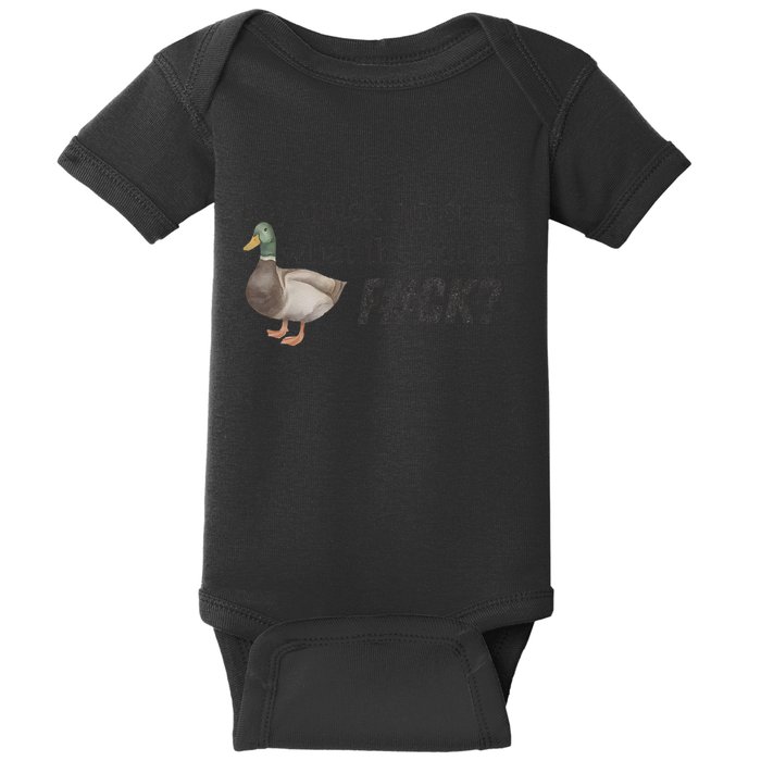 Hey Quick Question Wtaf Funny Duck Meme Retro Humor Joke Baby Bodysuit
