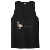 Hey Quick Question Wtaf Funny Duck Meme Retro Humor Joke PosiCharge Competitor Tank