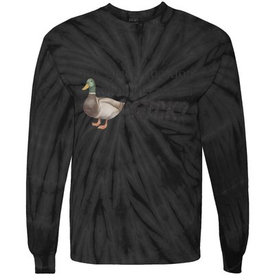 Hey Quick Question Wtaf Funny Duck Meme Retro Humor Joke Tie-Dye Long Sleeve Shirt