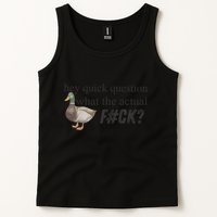 Hey Quick Question Wtaf Funny Duck Meme Retro Humor Joke Tank Top