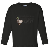 Hey Quick Question Wtaf Funny Duck Meme Retro Humor Joke Toddler Long Sleeve Shirt