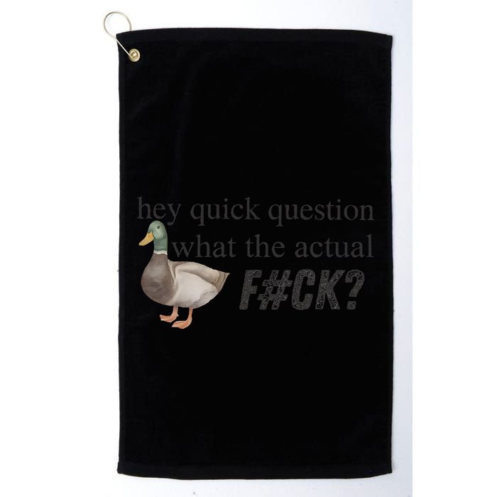Hey Quick Question Wtaf Funny Duck Meme Retro Humor Joke Golf Towel