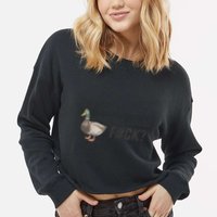 Hey Quick Question Wtaf Funny Duck Meme Retro Humor Joke Cropped Pullover Crew