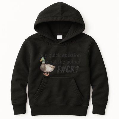 Hey Quick Question Wtaf Funny Duck Meme Retro Humor Joke Kids Hoodie