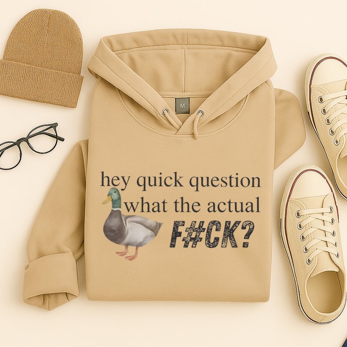 Hey Quick Question Wtaf Funny Duck Meme Retro Humor Joke Hoodie