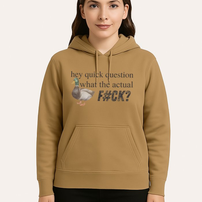 Hey Quick Question Wtaf Funny Duck Meme Retro Humor Joke Hoodie