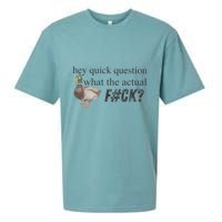 Hey Quick Question Wtaf Funny Duck Meme Retro Humor Joke Sueded Cloud Jersey T-Shirt