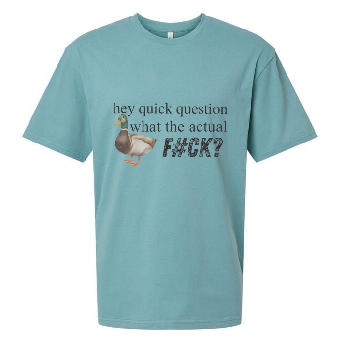 Hey Quick Question Wtaf Funny Duck Meme Retro Humor Joke Sueded Cloud Jersey T-Shirt