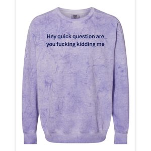 Hey Quick Question Are You Fcking Kidding Me Funny Colorblast Crewneck Sweatshirt