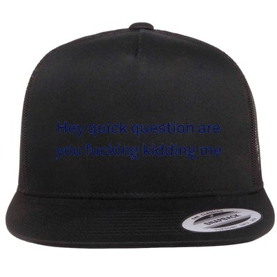 Hey Quick Question Are You Fcking Kidding Me Funny Flat Bill Trucker Hat