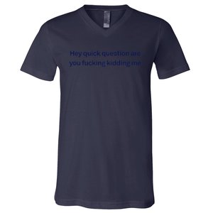 Hey Quick Question Are You Fcking Kidding Me Funny V-Neck T-Shirt