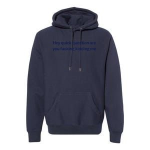 Hey Quick Question Are You Fcking Kidding Me Funny Premium Hoodie