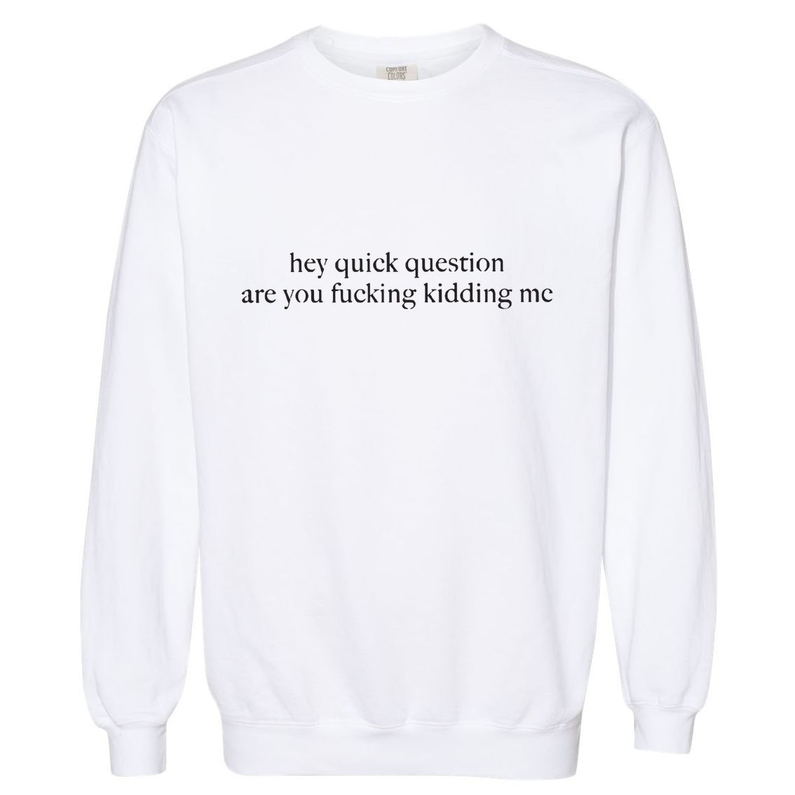 Hey Quick Question Are You Kidding Me Funny Humor Garment-Dyed Sweatshirt