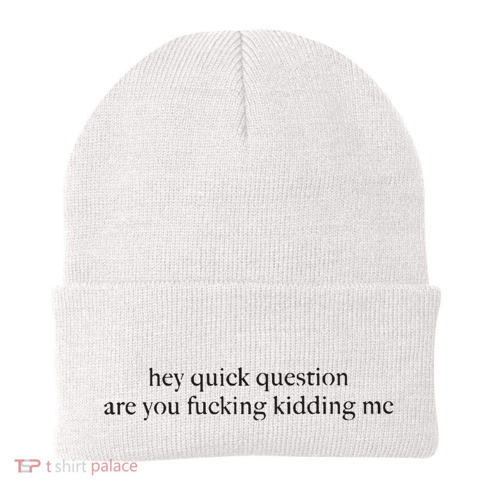 Hey Quick Question Are You Kidding Me Funny Humor Beanie