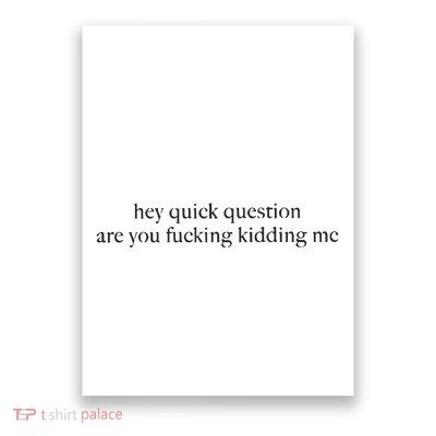 Hey Quick Question Are You Kidding Me Funny Humor Poster