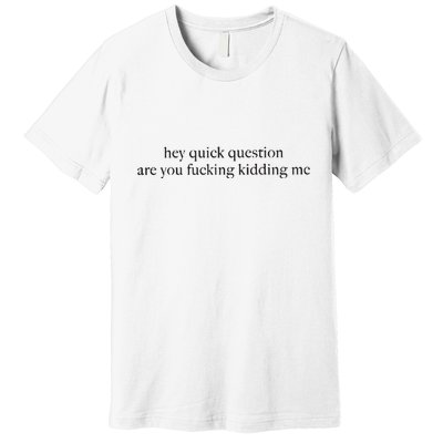 Hey Quick Question Are You Kidding Me Funny Humor Premium T-Shirt