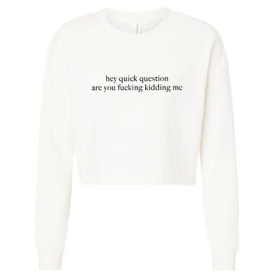 Hey Quick Question Are You Kidding Me Funny Humor Cropped Pullover Crew
