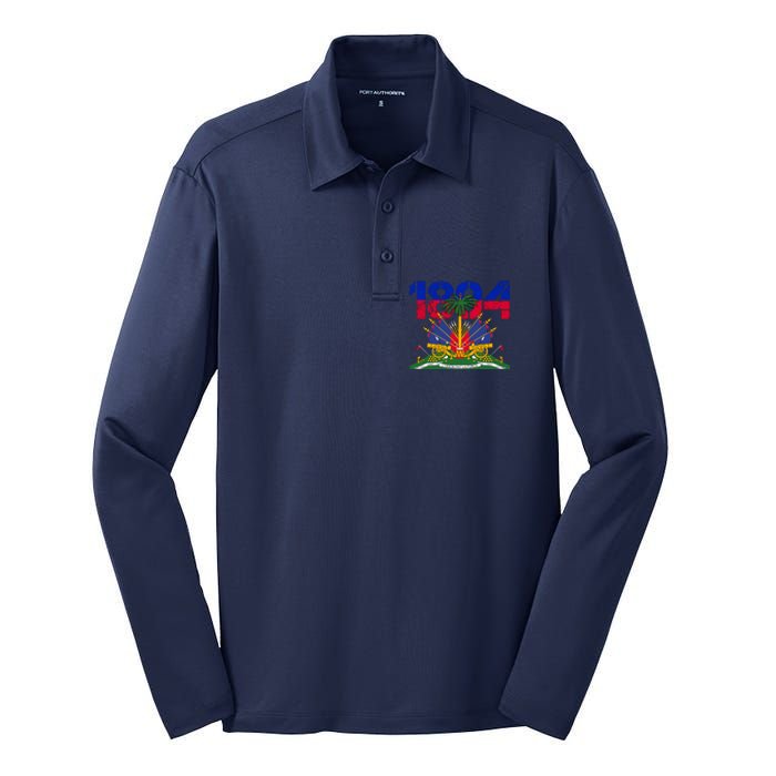 Haitian Revolution 1804 Haiti Haitian Flag Day Independence Silk Touch Performance Long Sleeve Polo