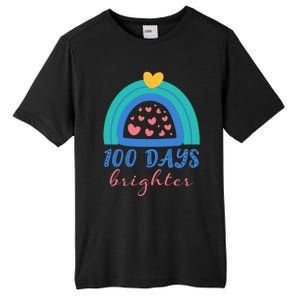 Heart Rainbow 100 Days Brighter 100th Day Of School Teacher Gift Tall Fusion ChromaSoft Performance T-Shirt