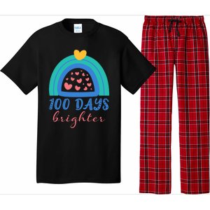 Heart Rainbow 100 Days Brighter 100th Day Of School Teacher Gift Pajama Set