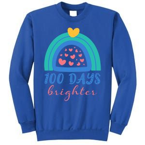 Heart Rainbow 100 Days Brighter 100th Day Of School Teacher Gift Sweatshirt