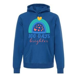 Heart Rainbow 100 Days Brighter 100th Day Of School Teacher Gift Premium Hoodie