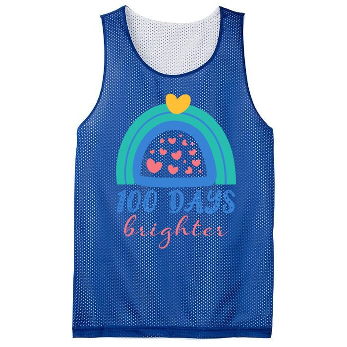 Heart Rainbow 100 Days Brighter 100th Day Of School Teacher Gift Mesh Reversible Basketball Jersey Tank