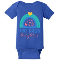 Heart Rainbow 100 Days Brighter 100th Day Of School Teacher Gift Baby Bodysuit