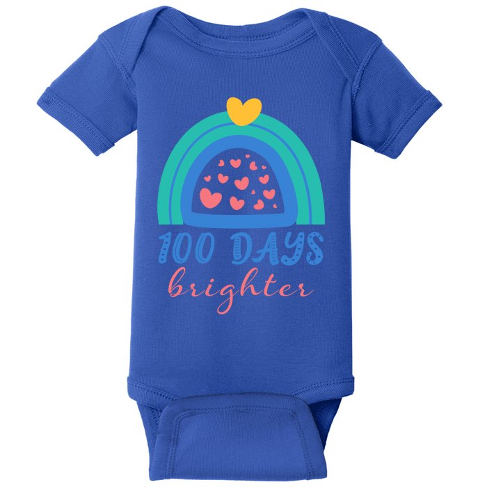 Heart Rainbow 100 Days Brighter 100th Day Of School Teacher Gift Baby Bodysuit