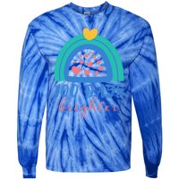 Heart Rainbow 100 Days Brighter 100th Day Of School Teacher Gift Tie-Dye Long Sleeve Shirt