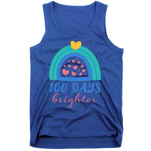 Heart Rainbow 100 Days Brighter 100th Day Of School Teacher Gift Tank Top