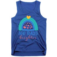 Heart Rainbow 100 Days Brighter 100th Day Of School Teacher Gift Tank Top