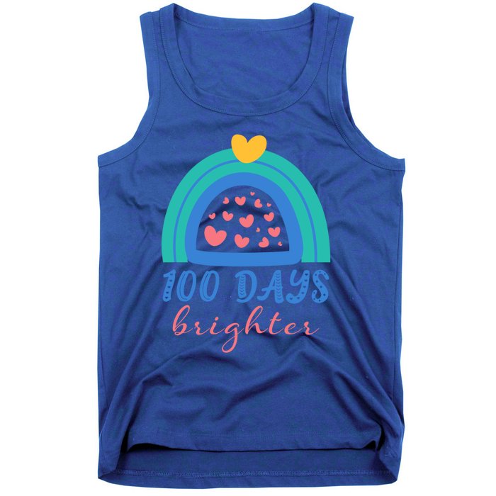 Heart Rainbow 100 Days Brighter 100th Day Of School Teacher Gift Tank Top