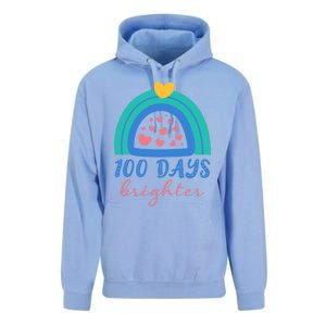 Heart Rainbow 100 Days Brighter 100th Day Of School Teacher Gift Unisex Surf Hoodie