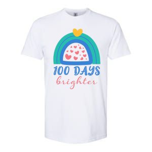 Heart Rainbow 100 Days Brighter 100th Day Of School Teacher Gift Softstyle CVC T-Shirt