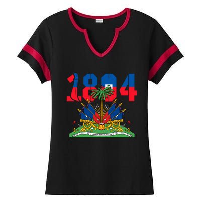 Haitian Revolution 1804 Flag Day Gift Ladies Halftime Notch Neck Tee