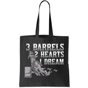 Horse Racing 3 Barrels 2 Hearts 1 Dream Tote Bag