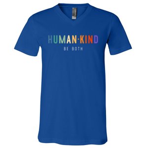 Hukind Retro 70s Design Hu Kind Be Both Cool Cool Gift V-Neck T-Shirt