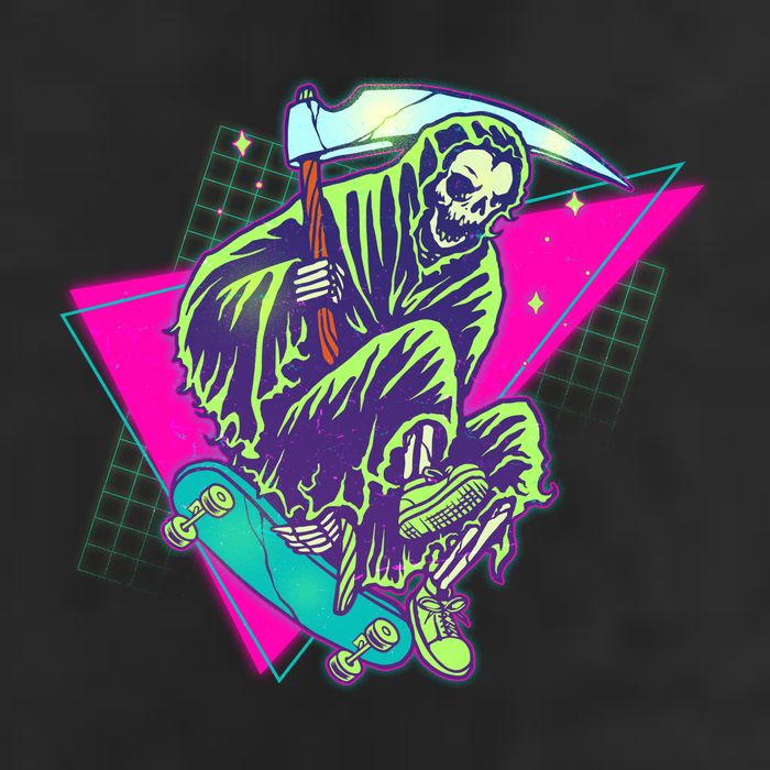 Halloween Retro 80's Skateboarding Grim Reaper Adult Drive Performance Visor
