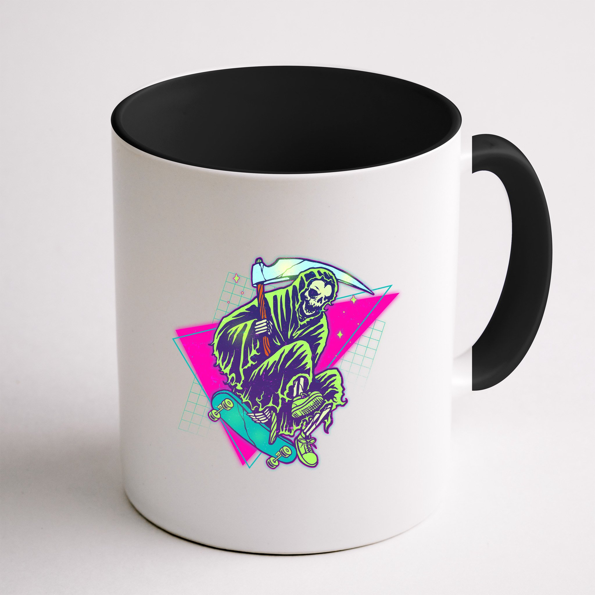 Halloween Retro 80's Skateboarding Grim Reaper Mug