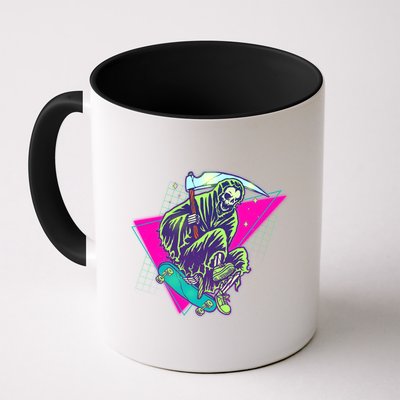 Halloween Retro 80's Skateboarding Grim Reaper Mug
