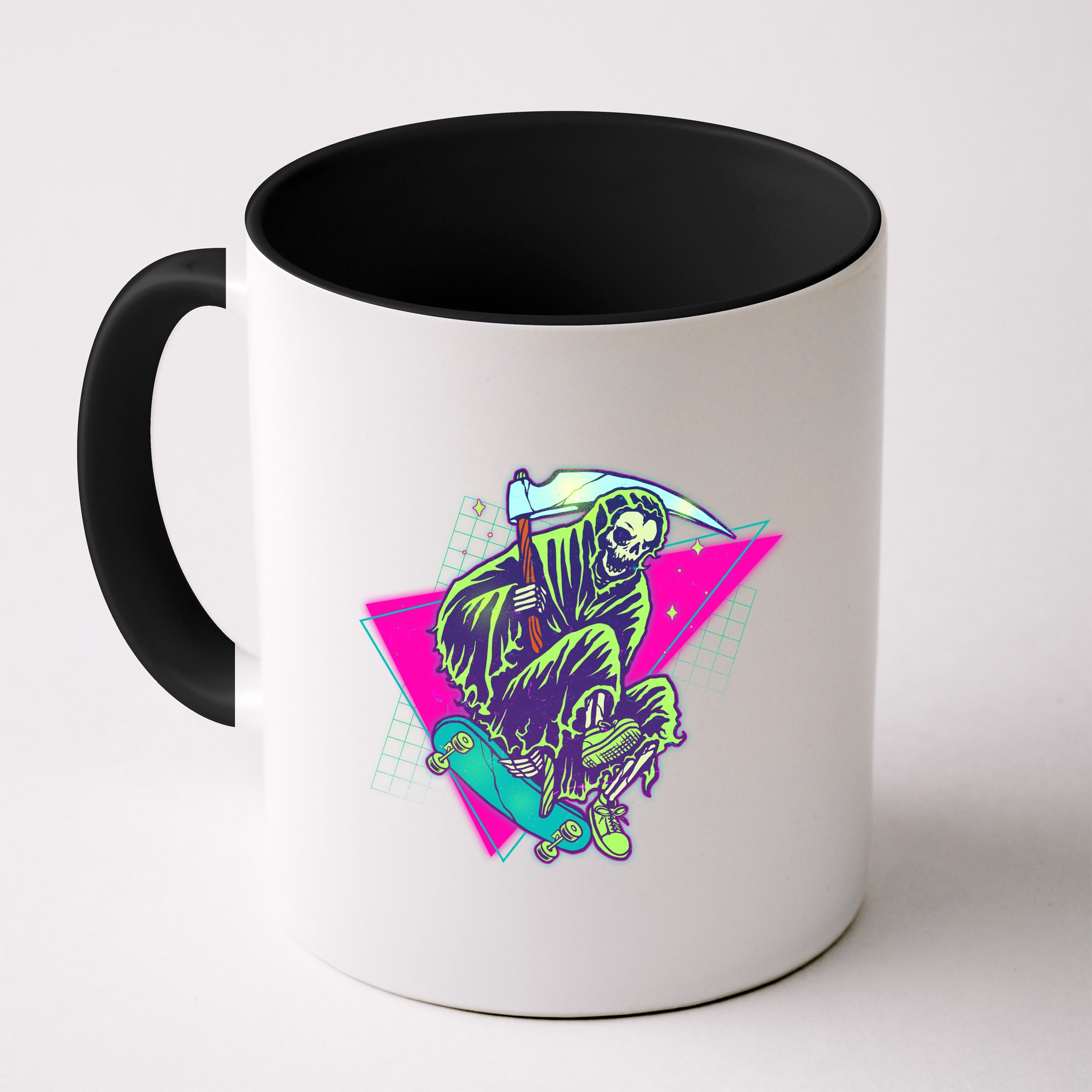 Halloween Retro 80's Skateboarding Grim Reaper Mug